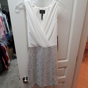 White and silver sequin dress